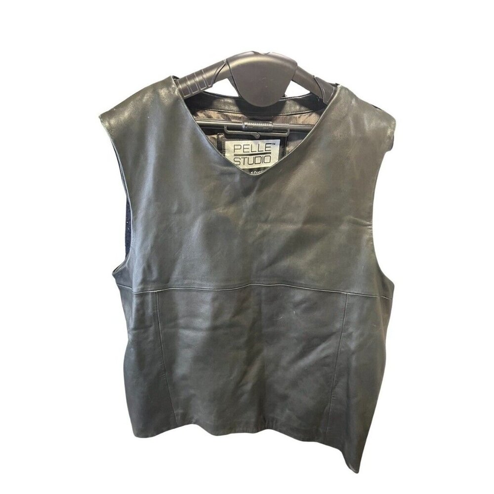 Pelle Studio Black Leather Vest for Men
